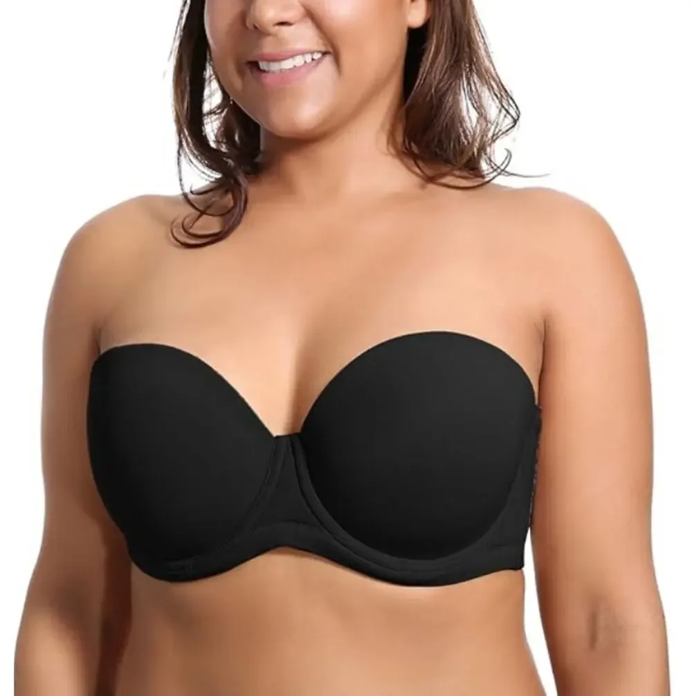 Delimira Women's Black Underwire Contour Full Coverage Strapless Bra Size 36DD